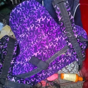 Purple and black flame bareback pad